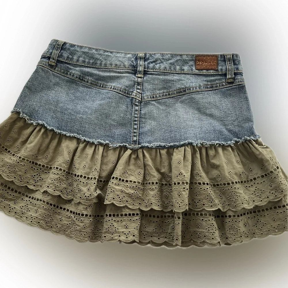 Denim Ruffle/Layered Mini Skirt - Picture 7 of 7